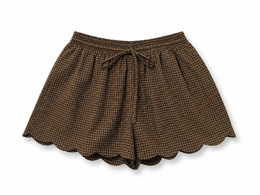 Scalloped check shorts