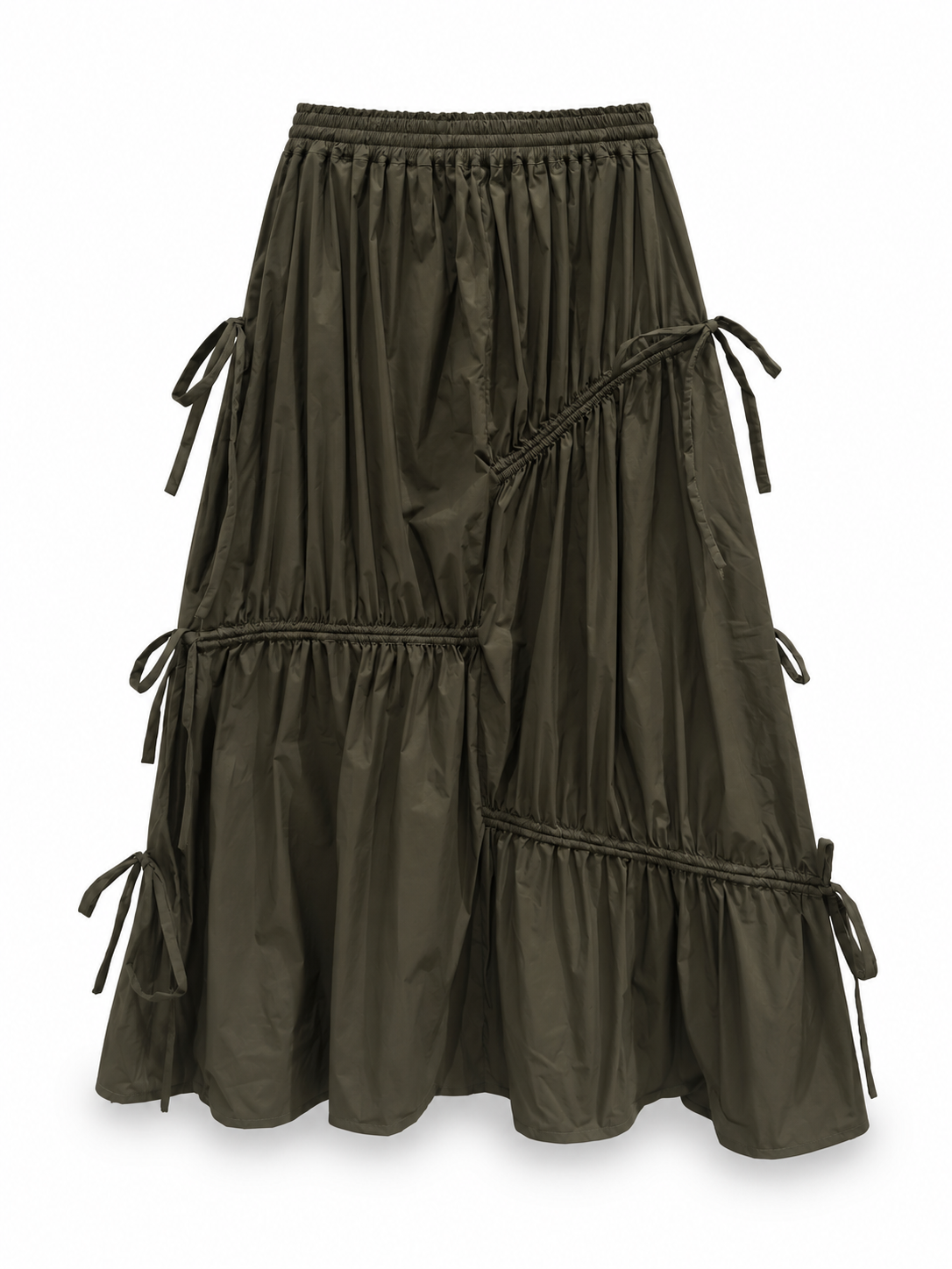 Drawstrings Skirt in Moss Green