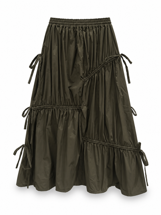 Drawstrings Skirt in Moss Green