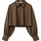 Cropped Brown Check Shirt