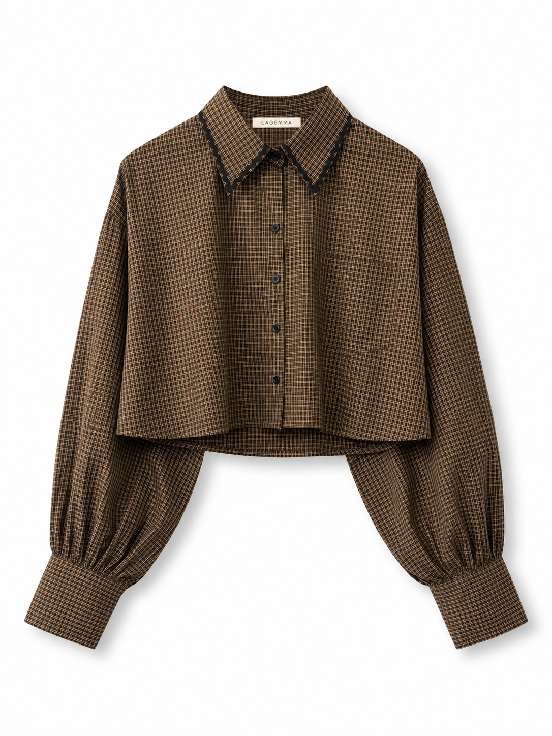 Cropped Brown Check Shirt