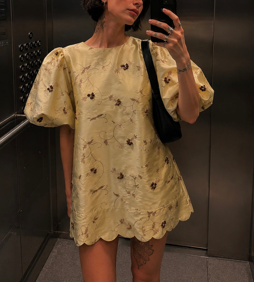 Yellow Tafta mini dress