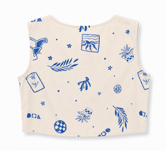 Azure sketch linen top