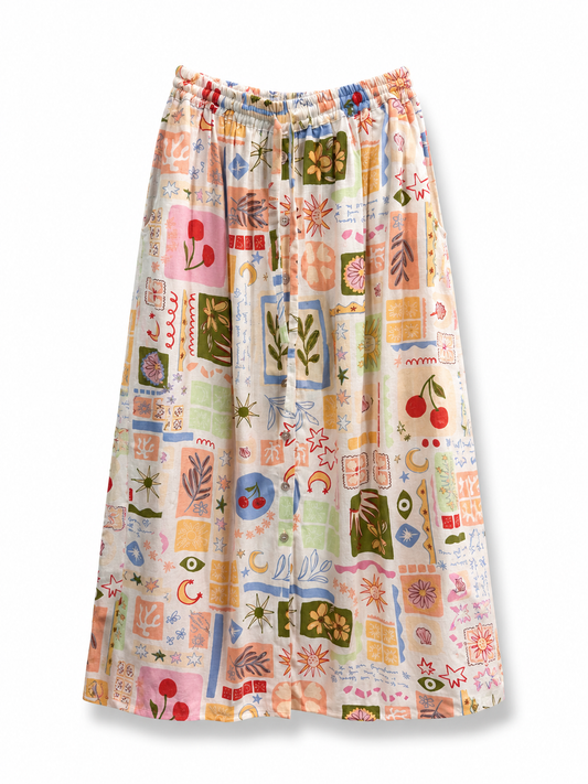 Summer Postcard linen skirt
