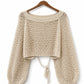 Hand-Knitted Open Back Sweater in beige