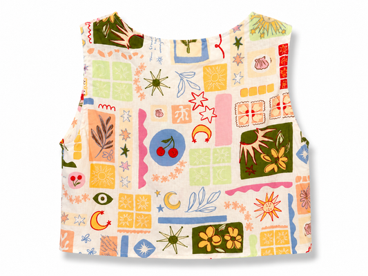 Summer Postcard linen top