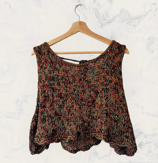 Hand-Crochet Open back top in multicolors