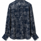 Long collar printed blouse