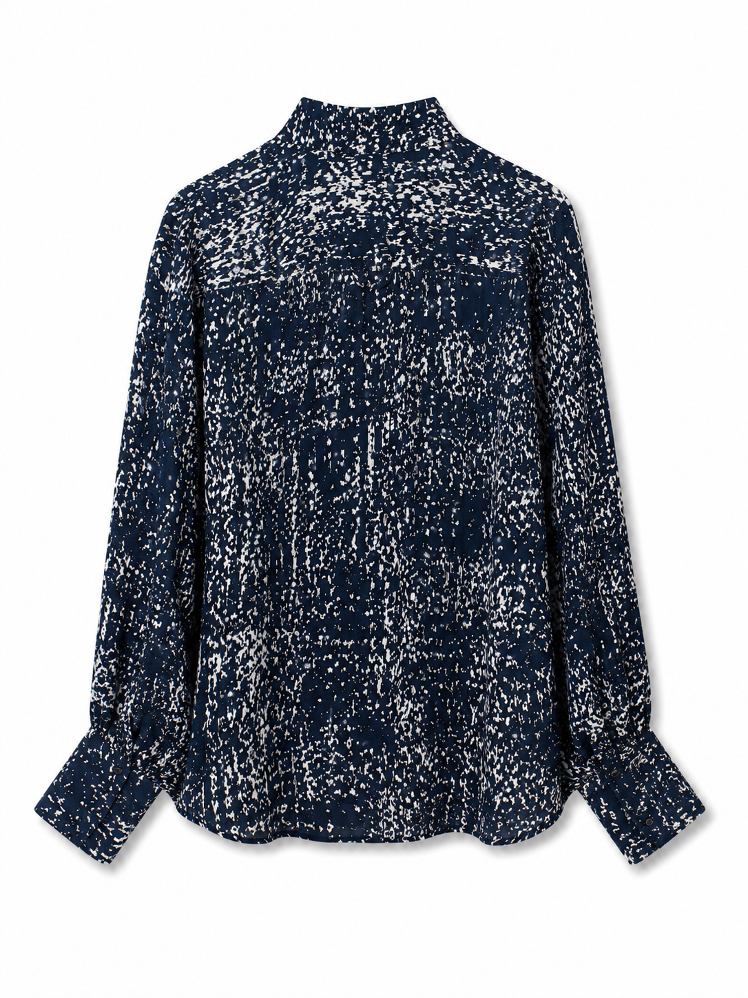 Long collar printed blouse