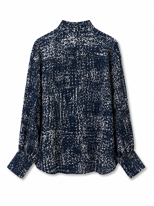 Long collar printed blouse