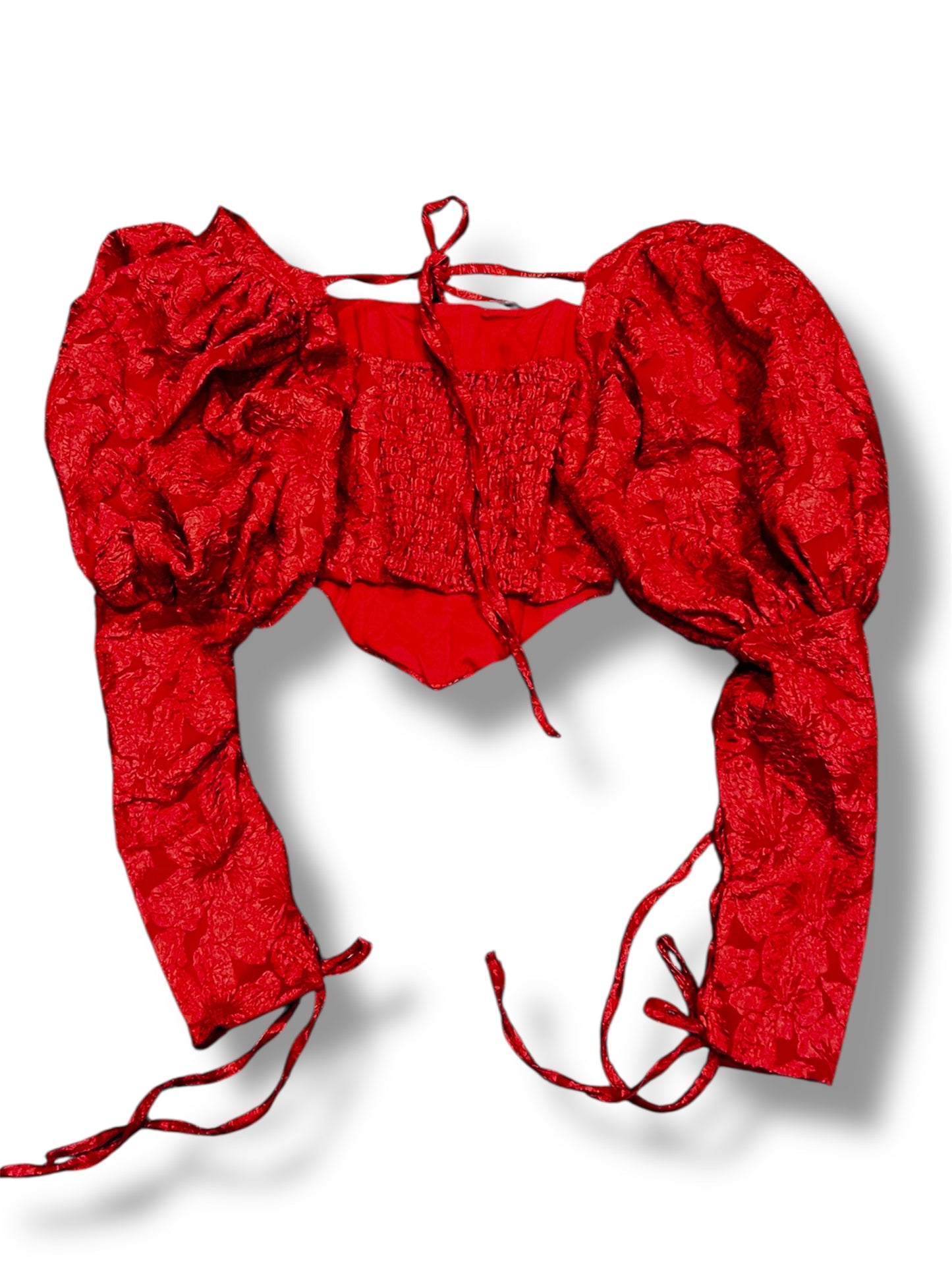 Red Structured Elegance Corset Top