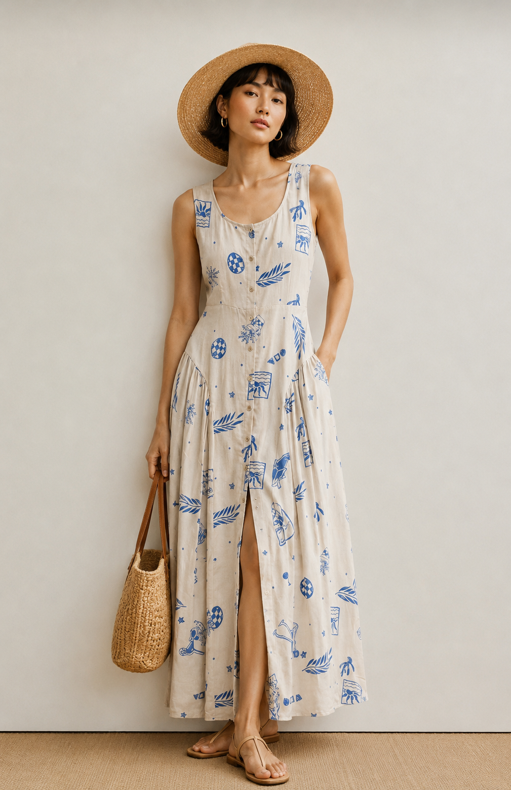 Azure sketch linen dress