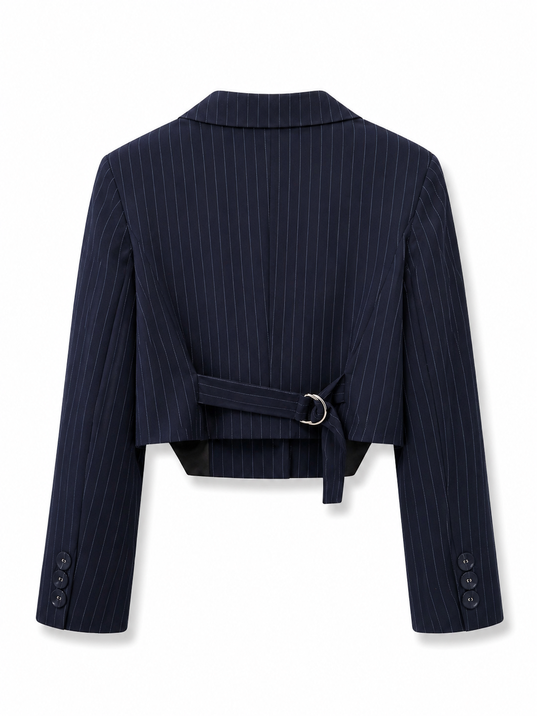 Navy Pinstripe Cropped Blazer