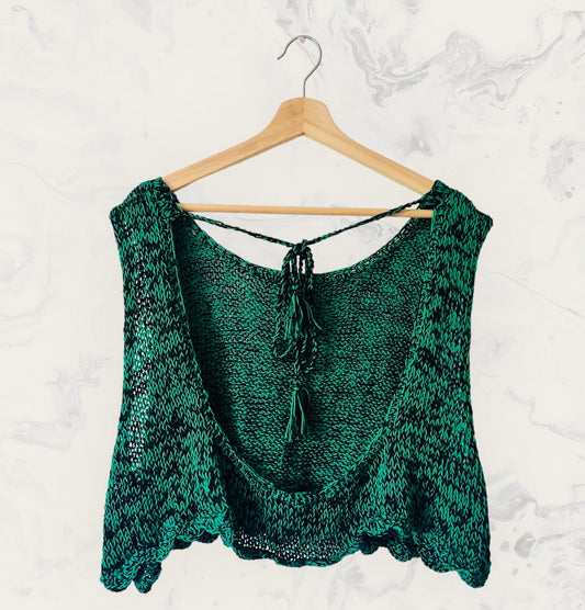 Hand-Crochet Open back top in green