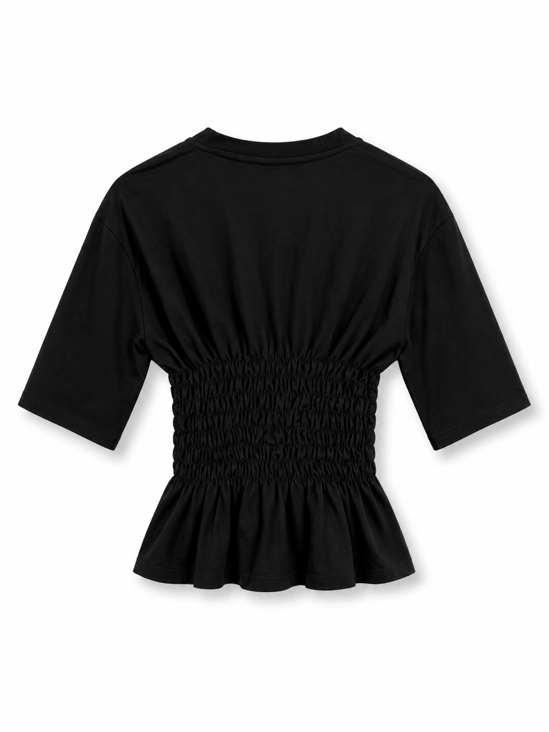 Black Smocked Cotton Top