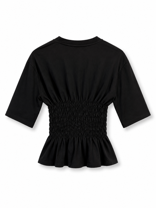 Black Smocked Cotton Top