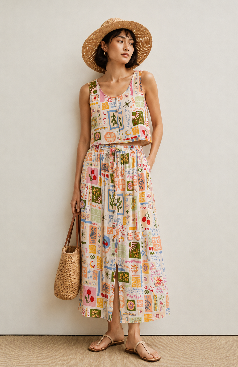 Summer Postcard linen top