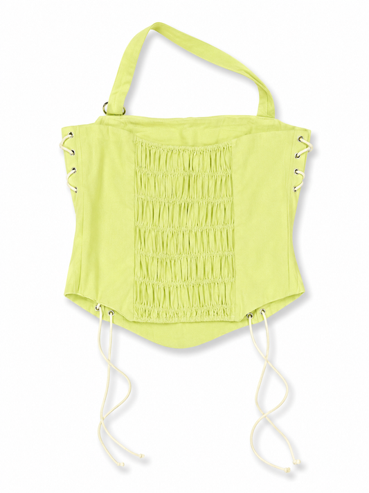 Linen Bustier Top in lime green