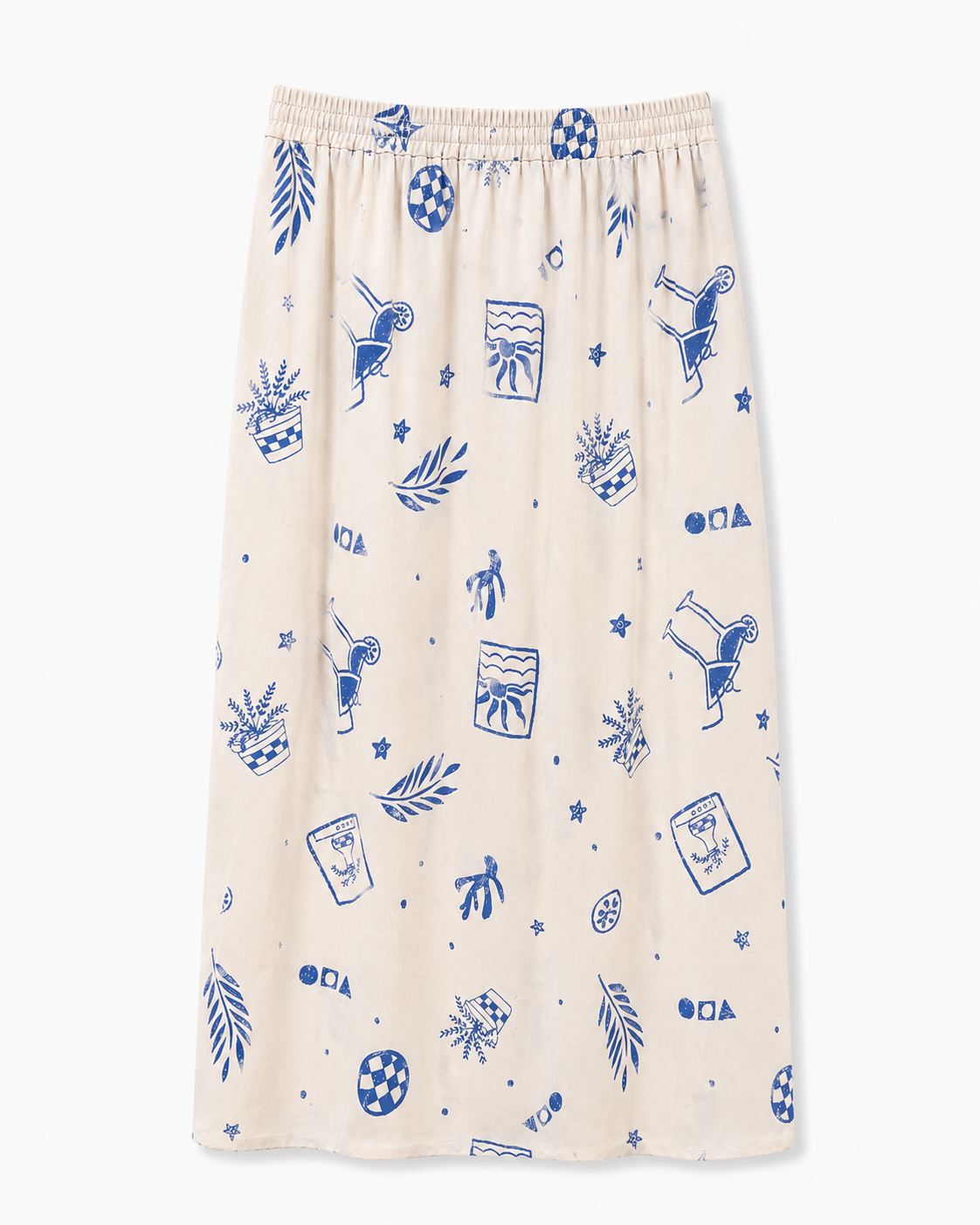 Azure sketch linen midi skirt