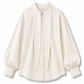 Long collar linen shirt in cement white