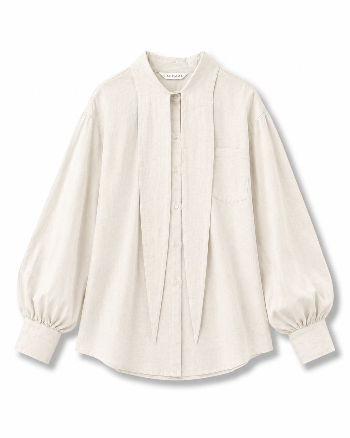 Long collar linen shirt in cement white