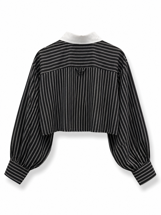 Cropped Striped Oxford Shirt