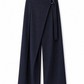 Navy Pinstripe Crossover Wide Leg Pants