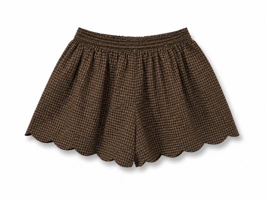 Scalloped check shorts