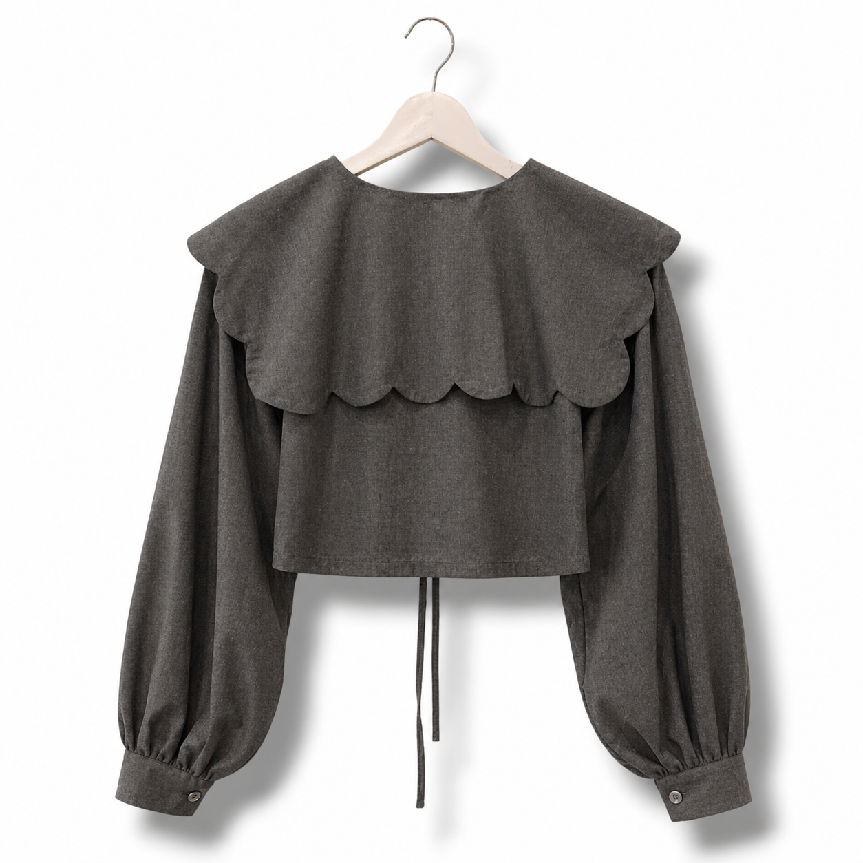 Scalloped Denim Cropped Shirt