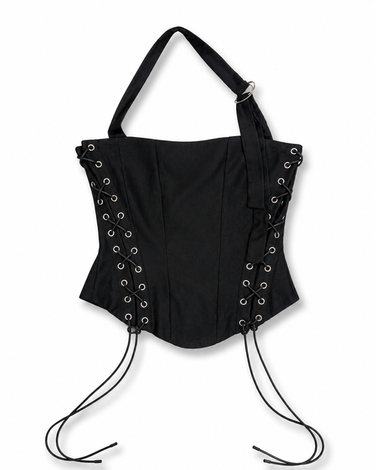 Linen Bustier Top in black