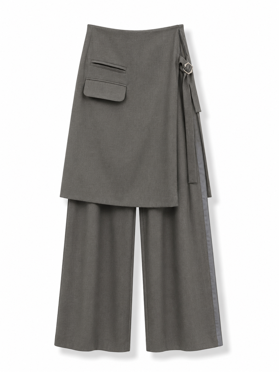 Grey linen flap pants
