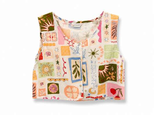 Summer Postcard linen top
