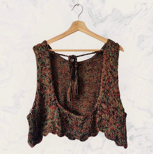 Hand-Crochet Open back top in multicolors