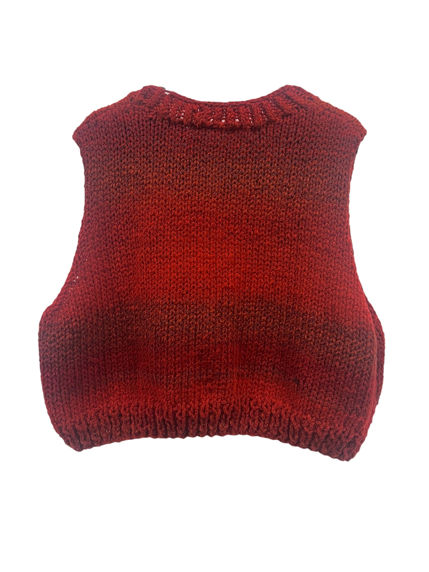 Hand- Crochet Tank Top Sweater in red