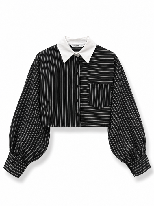 Cropped Striped Oxford Shirt