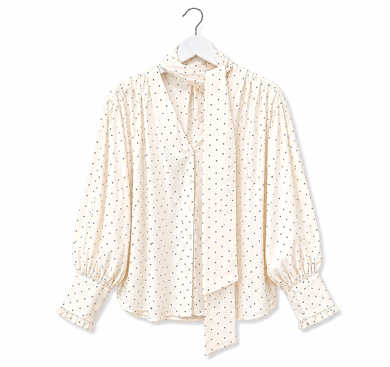 Polka Dot Scarf Blouse