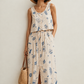 Azure sketch linen midi skirt