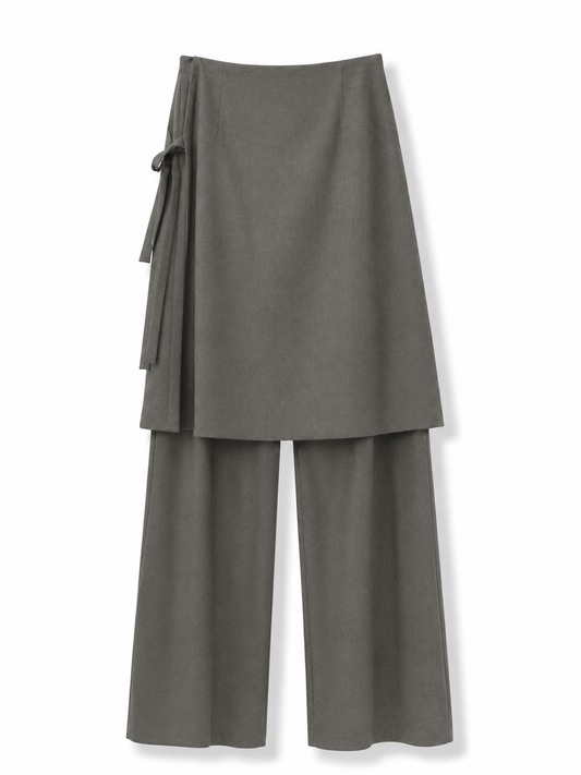 Grey linen flap pants