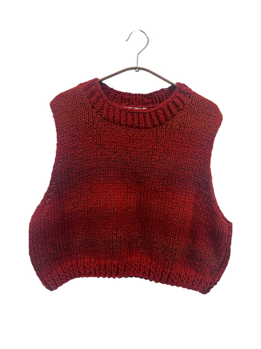 Hand- Crochet Tank Top Sweater in red