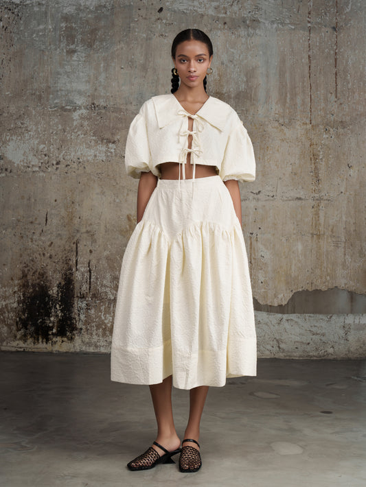 Textured A-line Midi Skirt