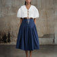 Linen Midi Skirt in navy