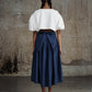 Linen Midi Skirt in navy