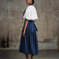 Linen Midi Skirt in navy