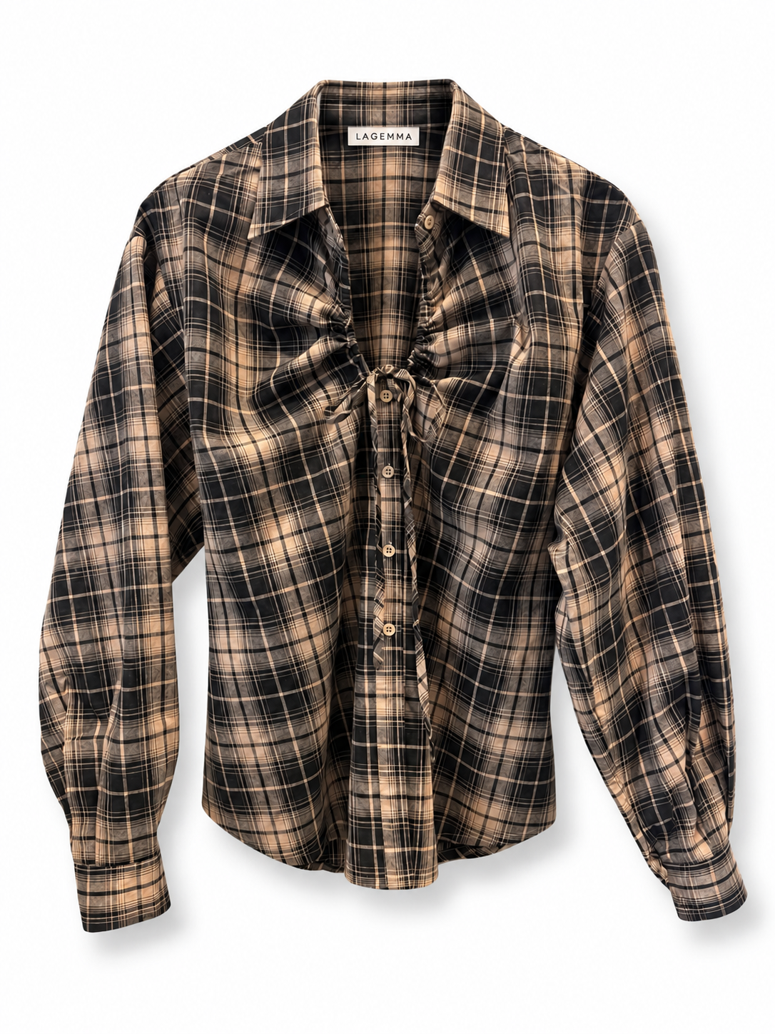 Éloise Blouse in tartan brown