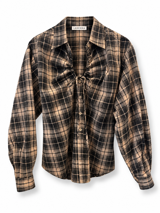 Éloise Blouse in tartan brown