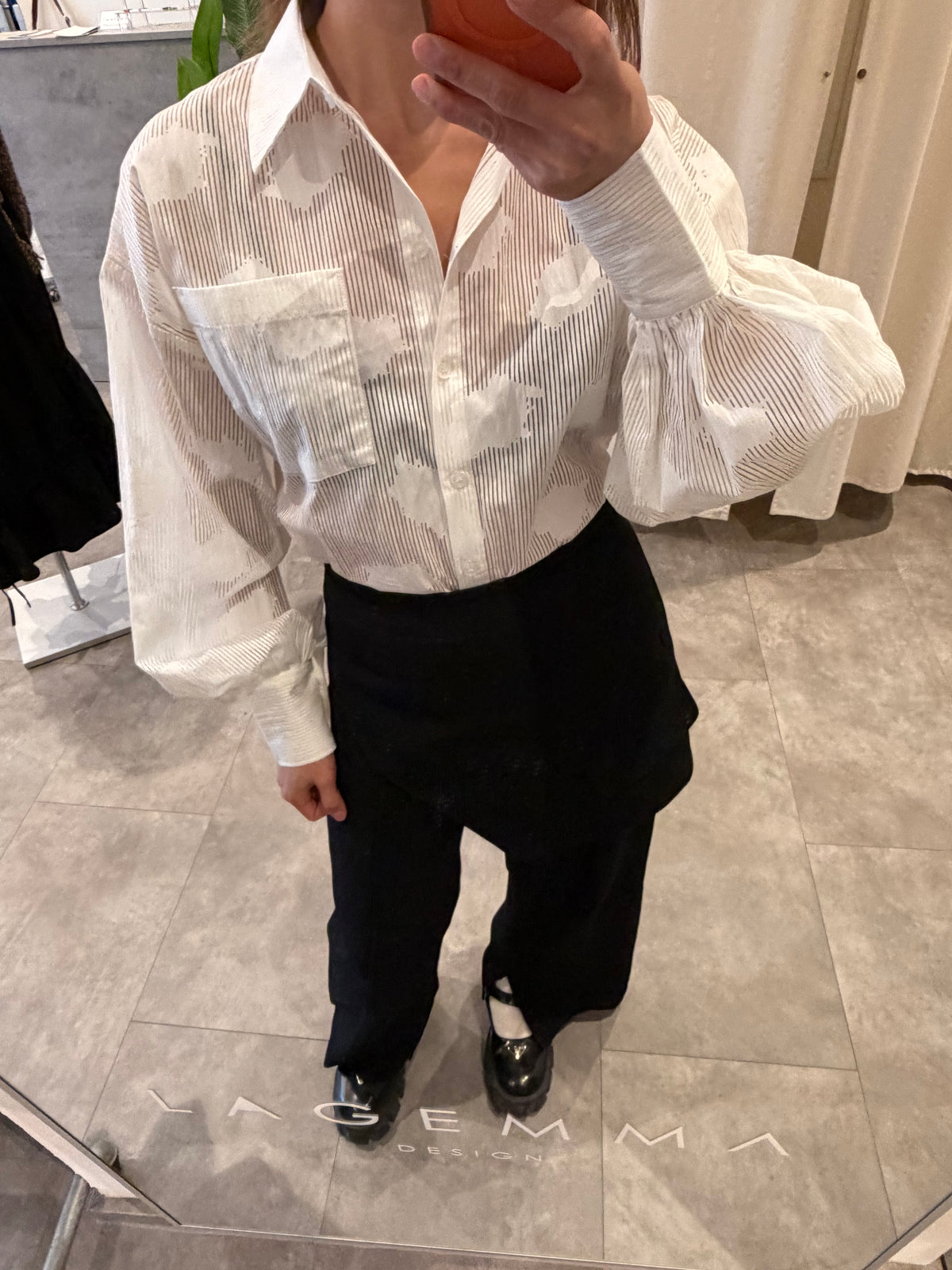 White floral cotton shirt