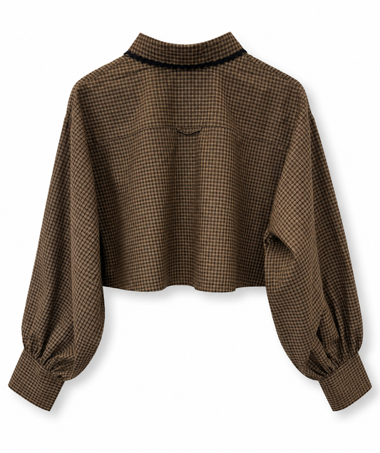 Cropped Brown Check Shirt