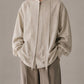 Long collar linen shirt in cement white