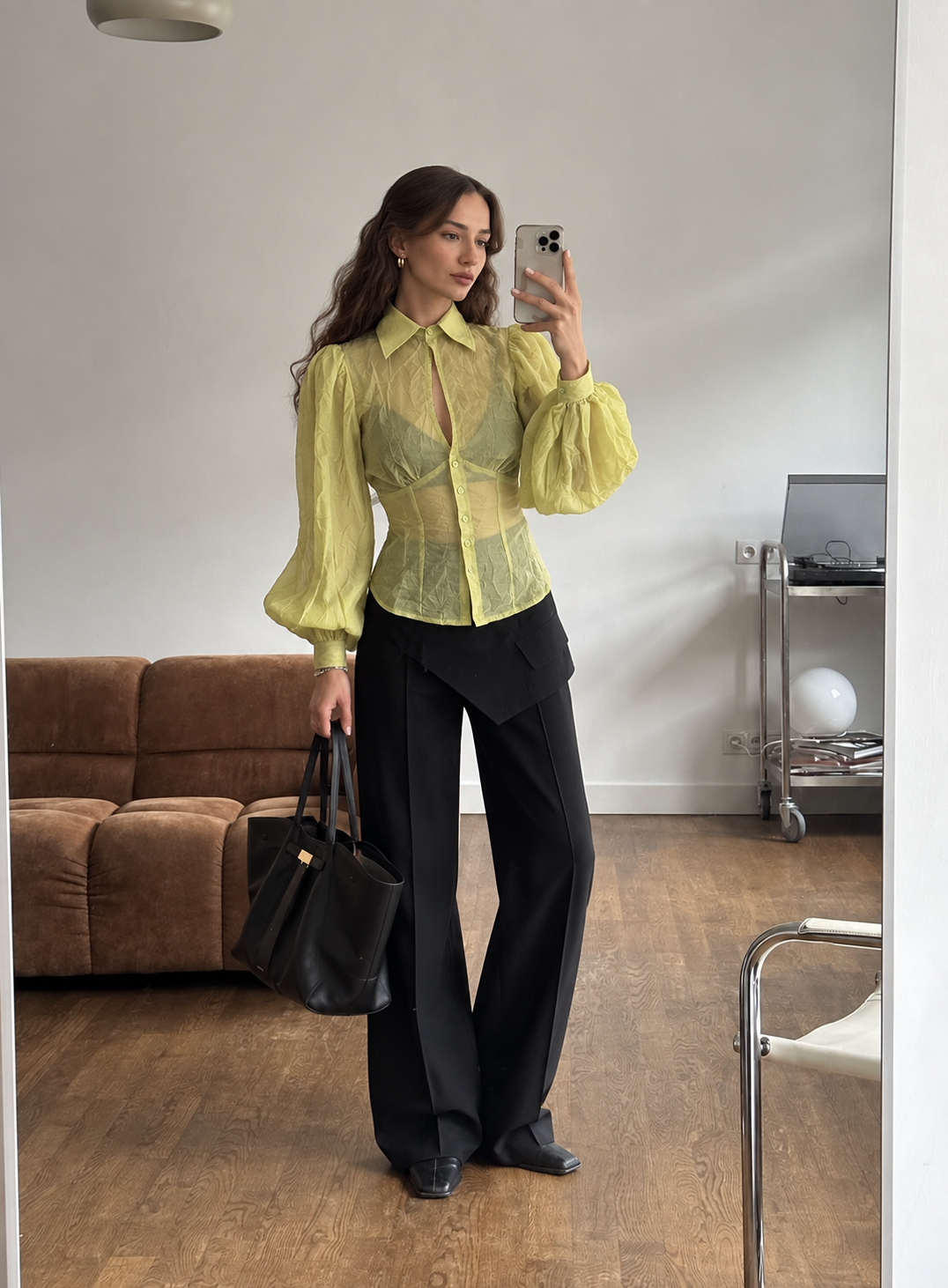 Lime green Cut-out shirt
