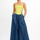 Linen Bustier Top in lime green